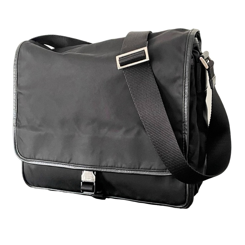 Prada black Tessuto nylon and saffiano leather messenger crossbody bag - Picture 2 of 12